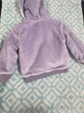 Cozy Lavender Plush Hooded Jacket for a Baby
